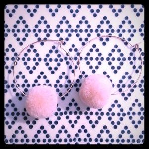 Rose gold blush Pom Pom earrings 💕